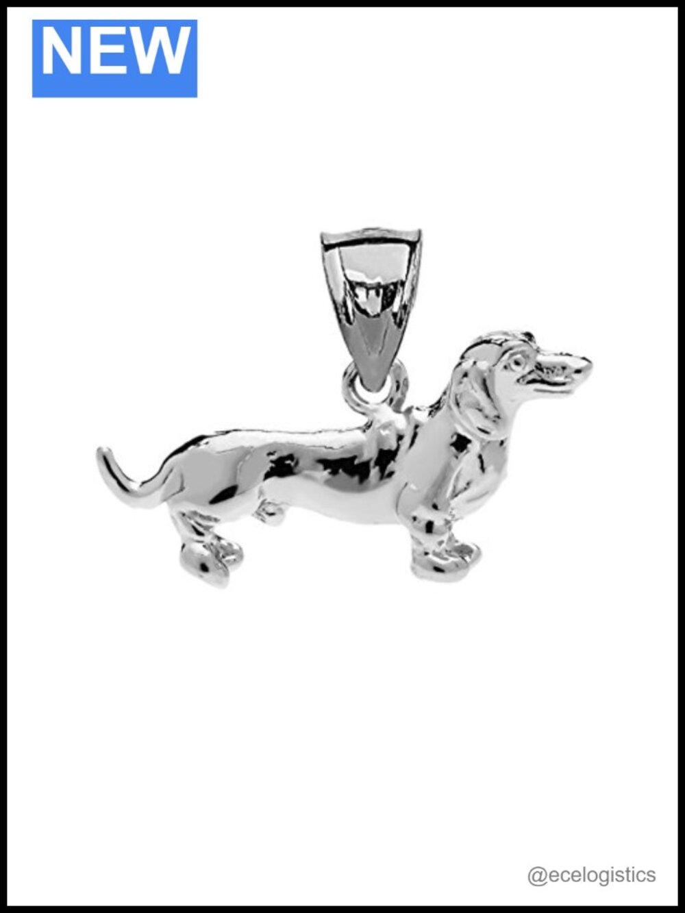 Solid Sterling Silver Dachshund Charm Pendant Necklace